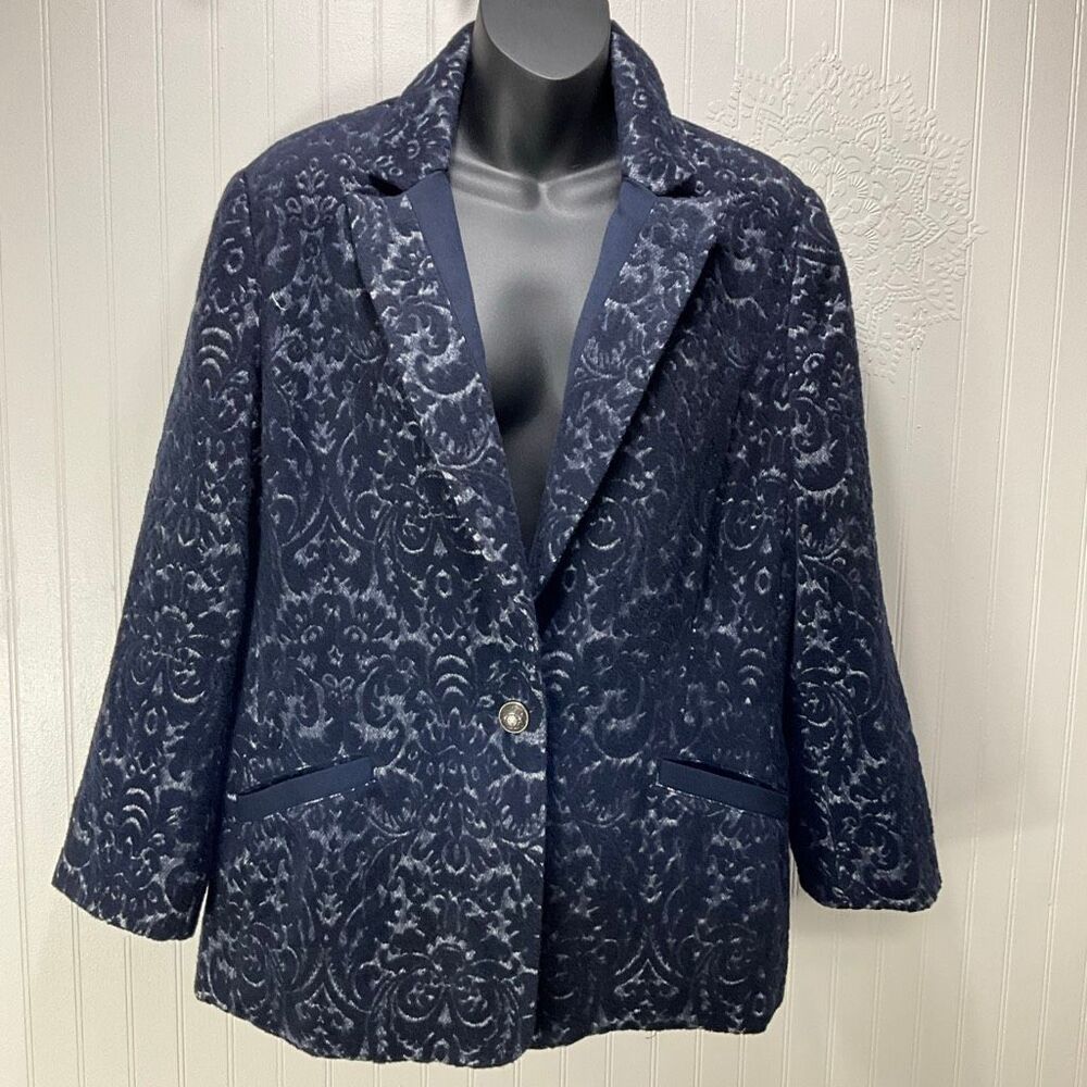Cabi Wool Blend Jacquard Damask Blazer